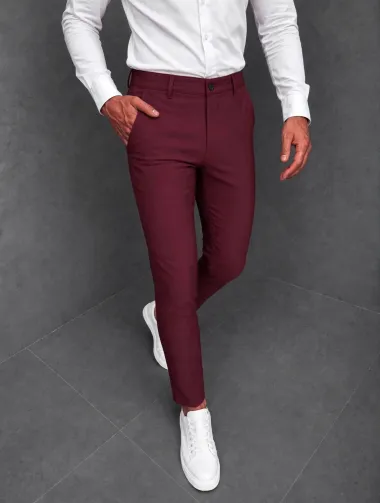 Pantaloni barbati casual grena c001